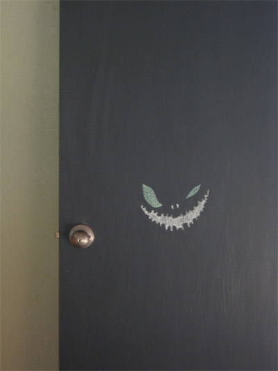 halloween stencil on door