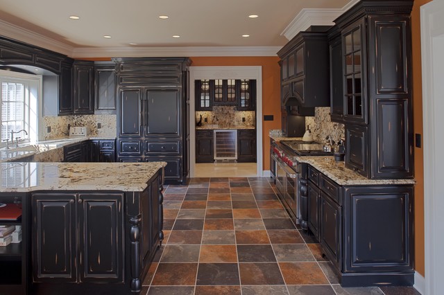 Refrigerator with Distress-Painted Panels