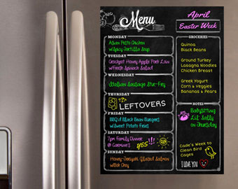 Chalkboard Menu Planner on Fridge