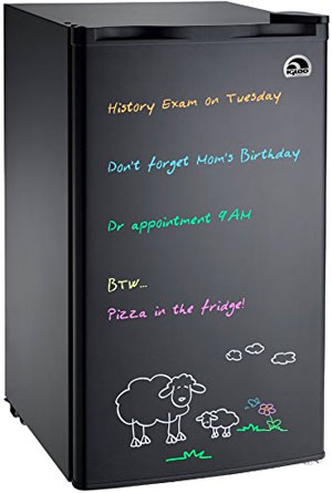 Dry Erase Mini Fridge in Black with Writable Surface