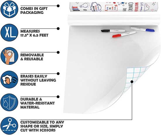 Clear Dry Erase Board Sticker to Create and Invisible White Board Writing Surface Virtually Anywhere