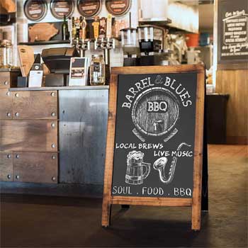 Chalkboard Easel Sign with Rustic Vintage Wood Frame for Restaurants, Menus