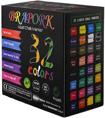 Complete Set of Liquid Chalk Markers with 32 Colors